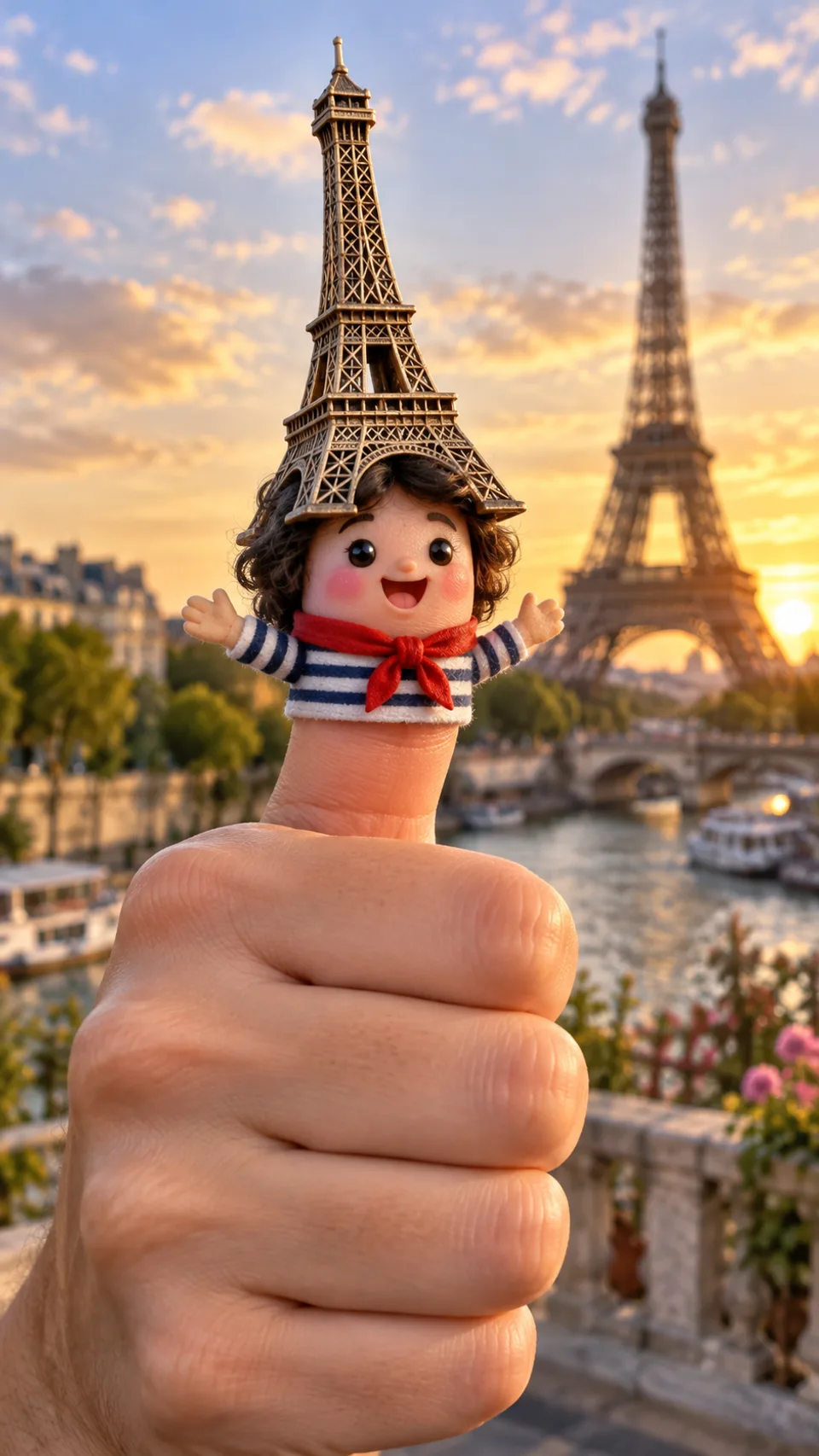 Eiffel Tower Thumbwig stealing the spotlight in Paris